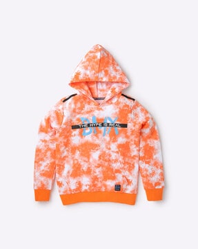 Orange and black store tie dye hoodie