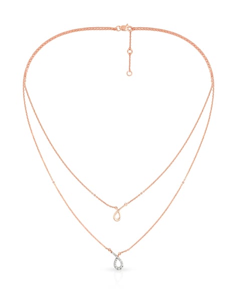 Blisse Allure 925 Sterling Silver Rose Gold Star With Cz Layered Neckl
