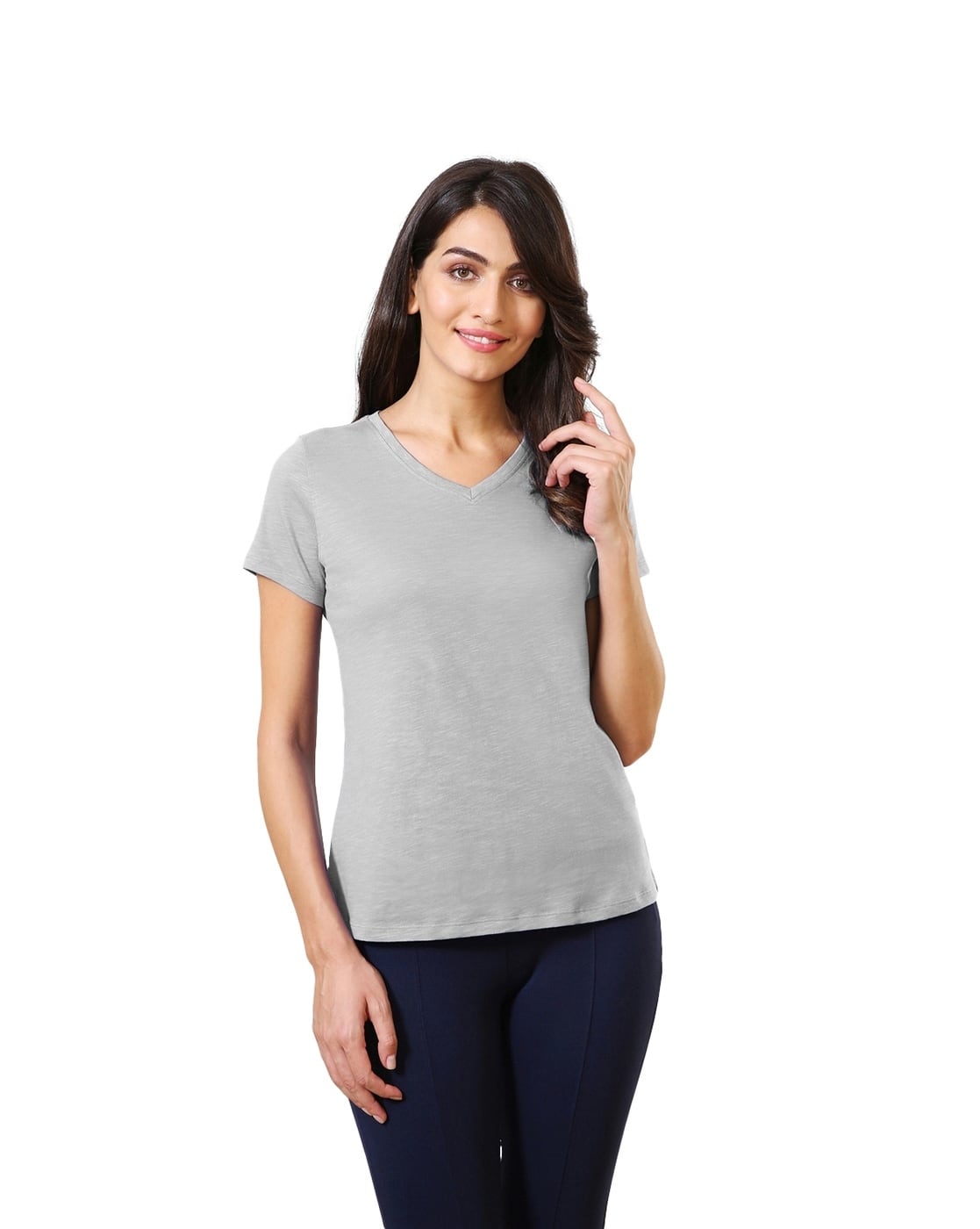 UG Apparel Women's V-Happy Jersey - Heather Grey NCAA Licensed Team Shirt