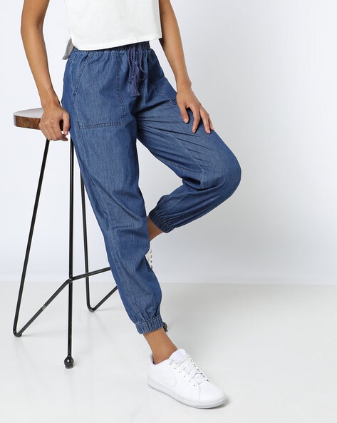 Buy FORGIVE Women's/Girls Grey Denim Cargo Joggers Jeans | Elastic Waist  Online at Best Prices in India - JioMart.