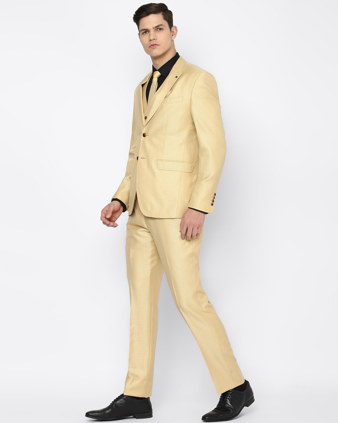 Verno Slim Fit Striped Double Breasted Grey & Yellow Suit – MCR TAILOR