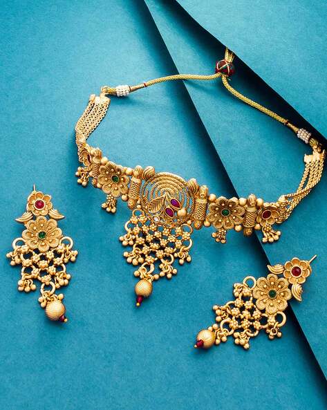 One Gram Gold Choker Necklace Set For Women & Girls