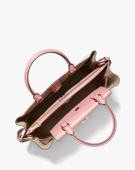Michael Kors Signature Hamilton Lock Key Medium Satchel MK Wallet Tea Rose  Pink