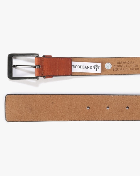 WOODLAND Leather Belt with Buckle Closure For Men (Tan, 36)