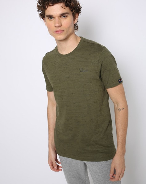 Teamspirit Regular Fit Heathered Round-Neck T-Shirt (Olive)