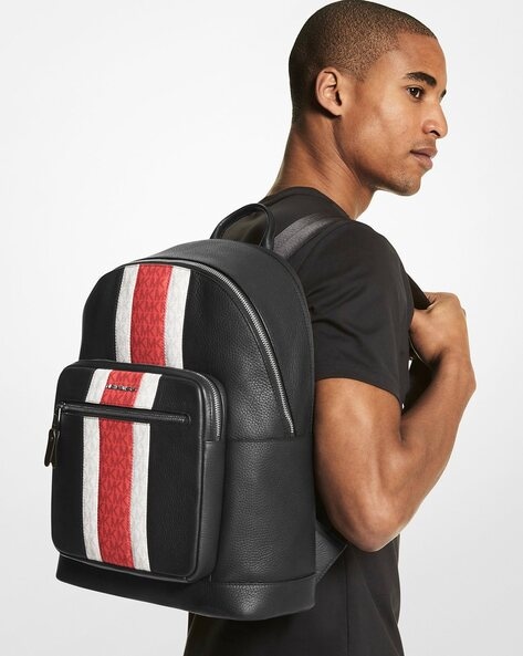 Hudson Logo Stripe and Leather Backpack