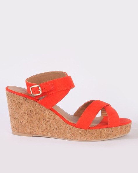 Orange store wedge heels