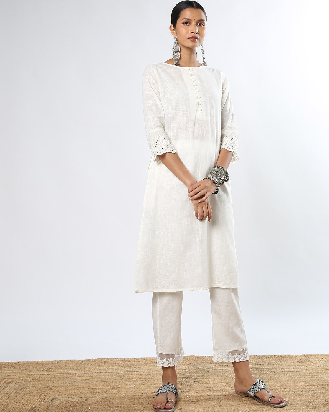 Beautiful Women Party wear Cotton White Kurti Pant with Dupatta Suit –  mahezon-saigonsouth.com.vn