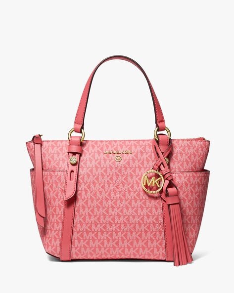 Buy Michael Kors Sullivan Small Logo Zip-Entry Tote Bag | Pink Color Women  | AJIO LUXE