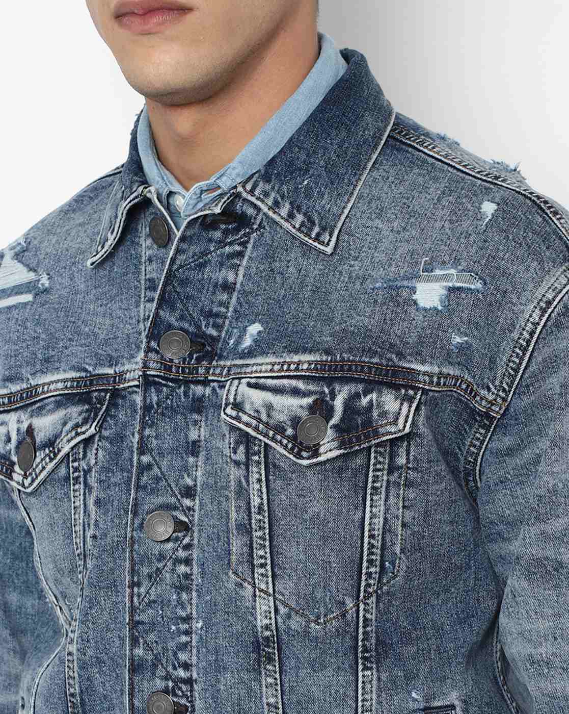 American eagle distressed denim on sale jacket