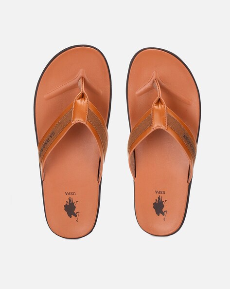 Ralph lauren men's sales leather flip flops