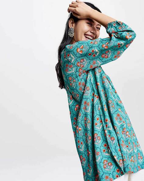 Women's Boho Tops Stylish Floral Print Shirt Long Sleeve V-Neck