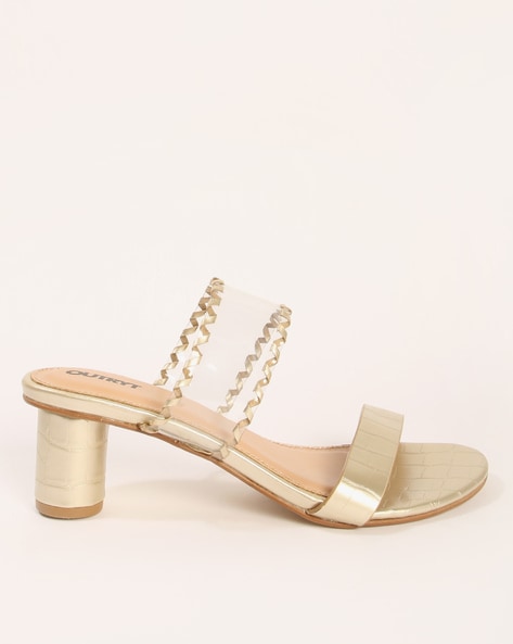 Buy Light Gold Heeled Sandals for Women by Acai Online | Ajio.com