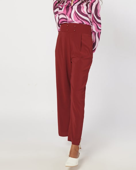Buy Burgundy Trousers  Pants for Women by Not So Pink Online  Ajiocom