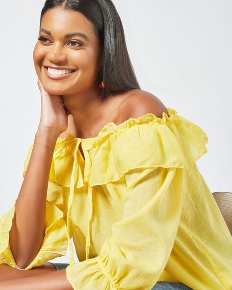 Yellow off shoulder discount blouse