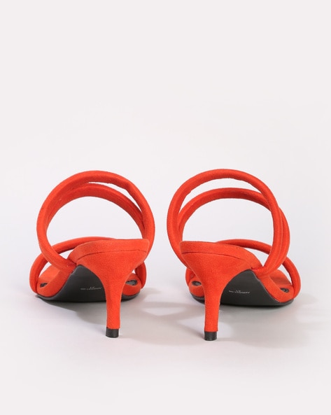 orange low heel shoes