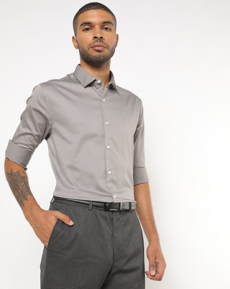 RARE RABBIT Men Solid Casual Grey Shirt - Buy RARE RABBIT Men Solid Casual Grey  Shirt Online at Best Prices in India | Flipkart.com