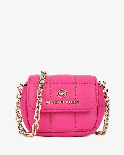 Buy Michael Kors Quilted Leather Apple AirPods Crossbody Bag | Pink Color  Tech | AJIO LUXE