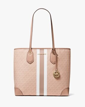 Buy Michael Kors Eva Large Logo Stripe Tote Bag | Brown Color Women | AJIO  LUXE