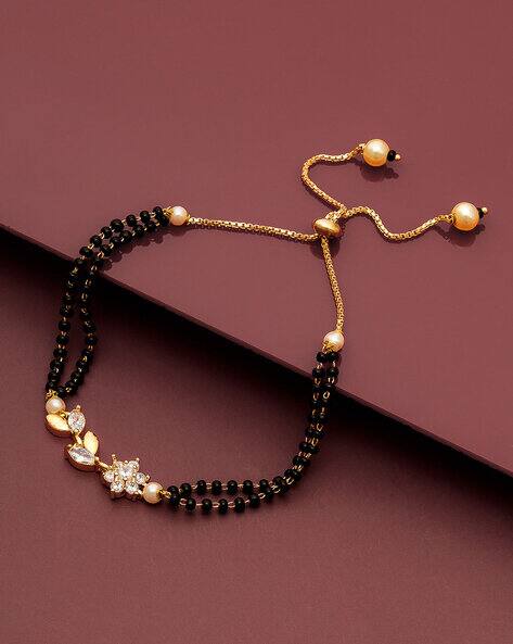 Bevogue BV2335BG Stone-Studded Oxidised Gold-Plated Link Bracelet