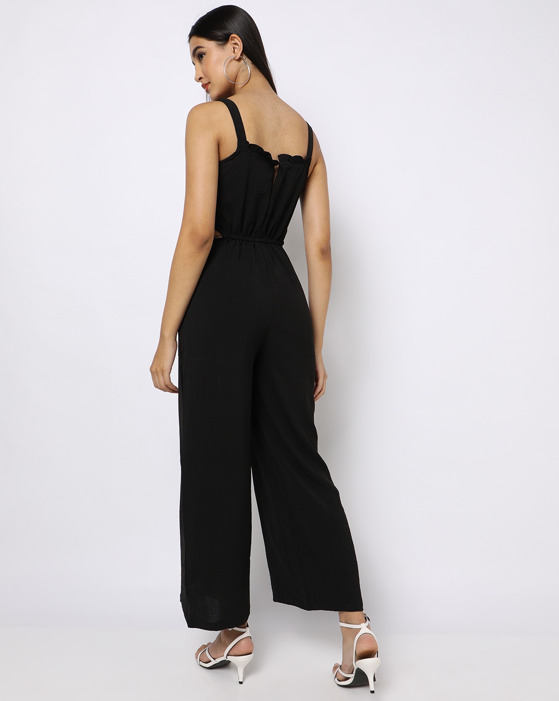 Stone Woven Corset Cut Out Waist Strappy Jumpsuit