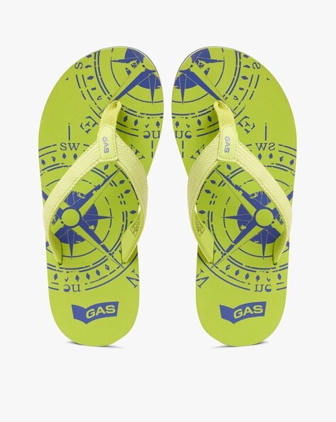 Gas Steve Graphic Print T-Strap Flip-Flops