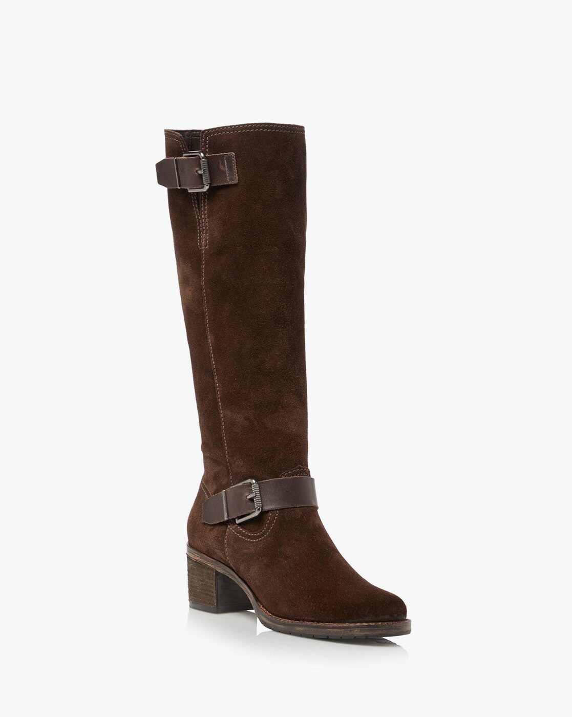 dune double buckle knee high boots