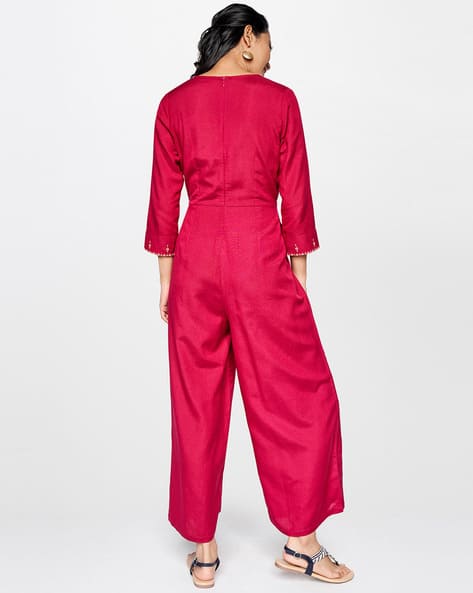 Embroidery Jumpsuit with Side Tie-Up view 3
