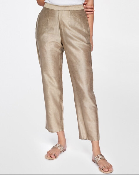 Shimmy Gold Metallic Pleated Trousers  Mistress Rocks  Gold pants  outfit Disco outfit Gold leggings