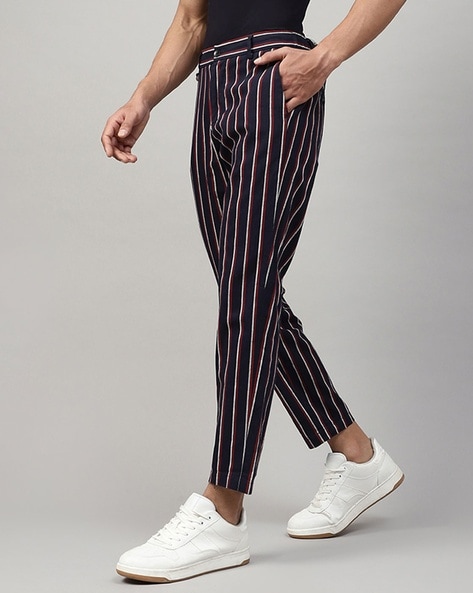 Grey Stripe Skinny Crop Trousers  New Look