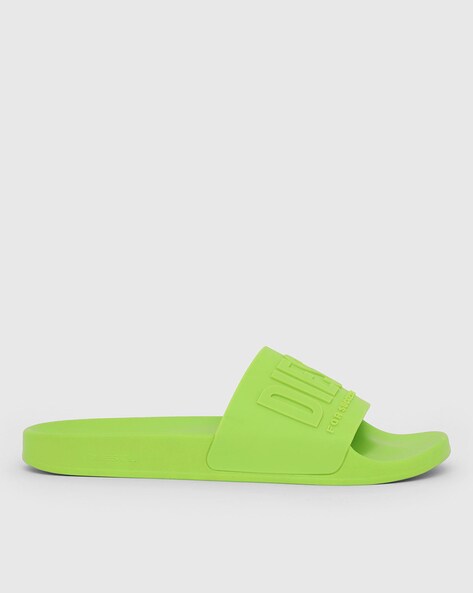 neon green gucci slides