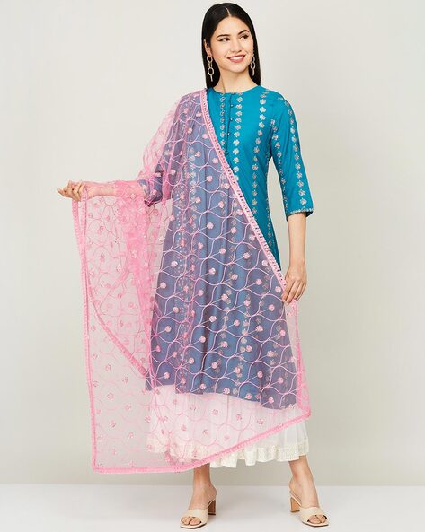Floral Embroidered Dupatta Price in India