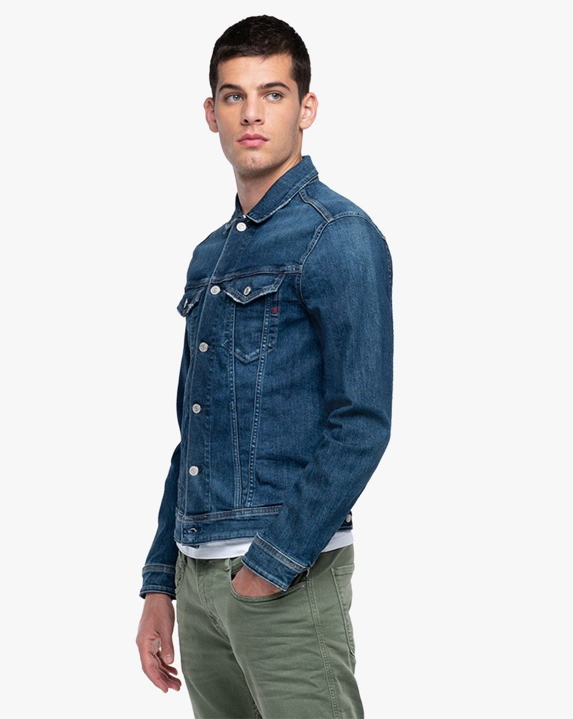 Buy Replay Blue Washed Panelled Denim Jacket - Jackets for Men 1172511 |  Myntra