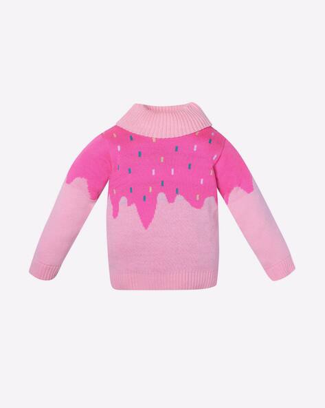 Geometric Kneeted High Neck Pullover