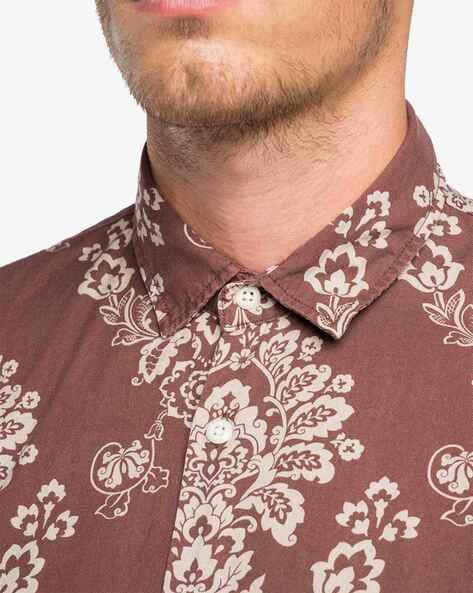 Pretty Green Slim Bandana Print Shirt In Burgundy in Red for Men