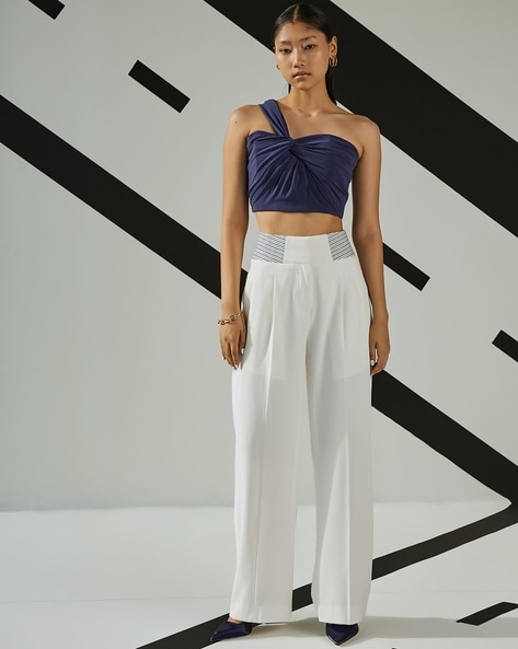 Blue and white bell bottom pants by Keva  The Secret Label