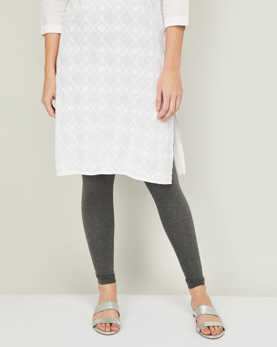 Grey Leggings for Women by Melange by 