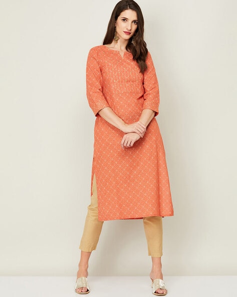 Aggregate 73+ melange orange kurti latest - POPPY