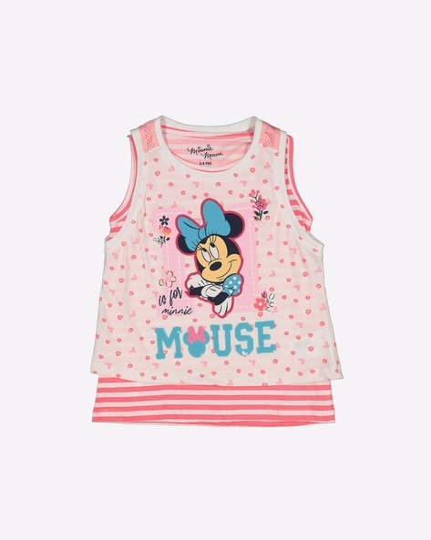 Disney Minnie Mouse Print Layered Top