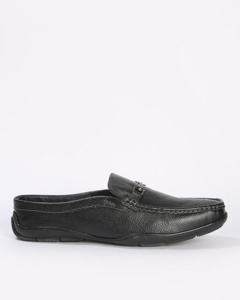 Black SlipOn Formal shoes with Perforated Leather Upper  Egleshoes