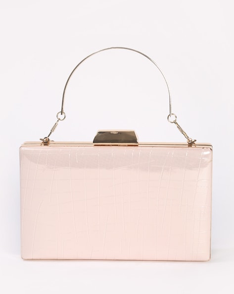 ASOS DESIGN marble clutch bag with metal handle