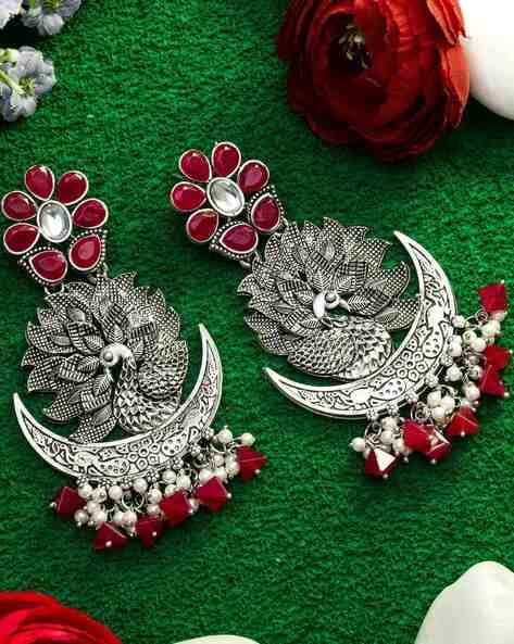 Buy Karatcart Metal Rose Gold Plated Green American Diamond Studded Chandbali  Earrings With Maangtikka For Women Online at Best Prices in India - JioMart.