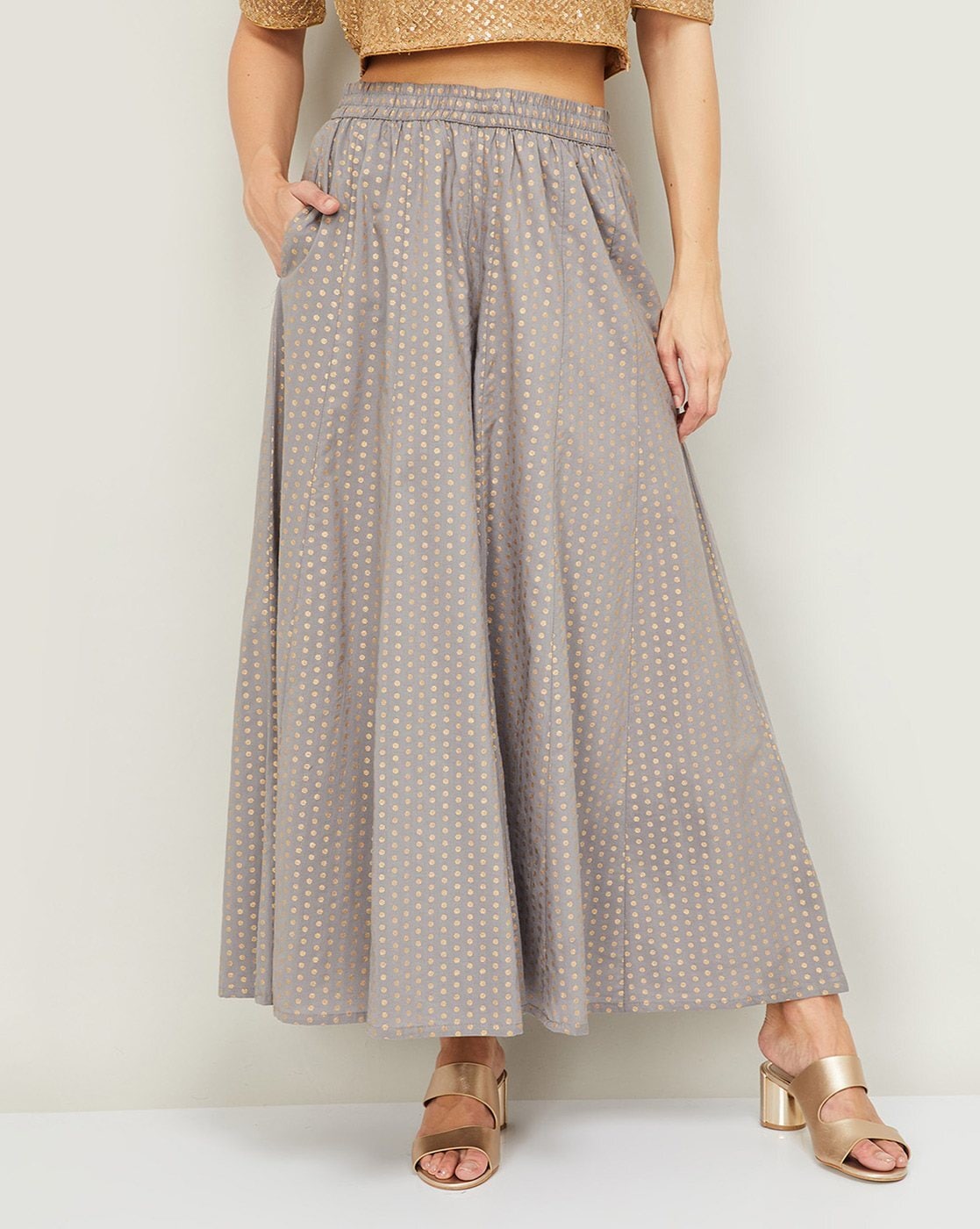 Buy Melange By Lifestyle Beige Printed Palazzo Trousers  Palazzos for  Women 1003937  Myntra