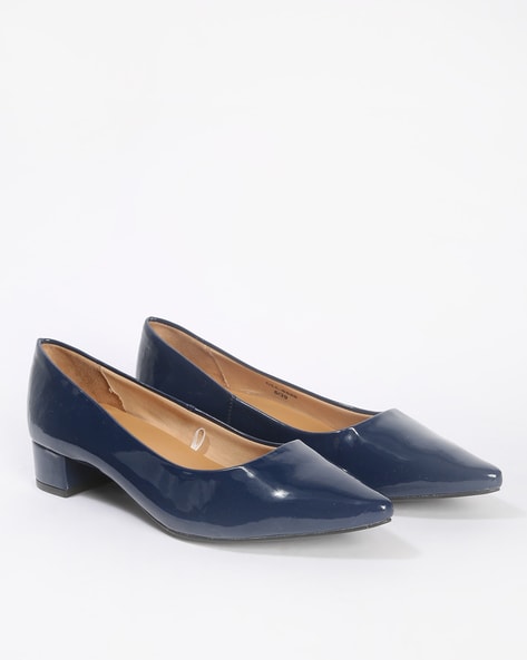 Navy block heel shoes new arrivals