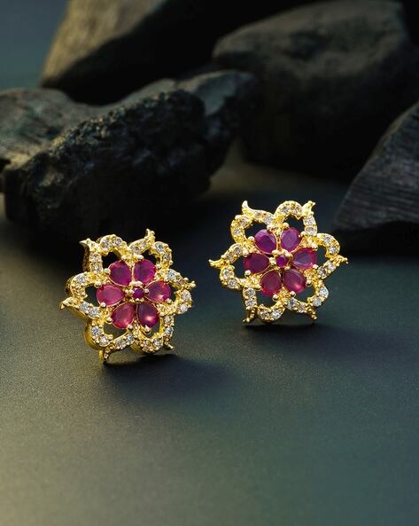 Diamond earring hot sale flower design