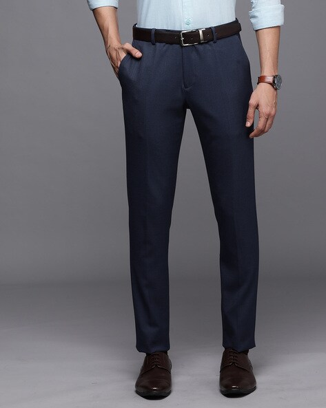 Buy Men Beige Slim Fit Solid Business Casual Trousers Online  477409   Allen Solly
