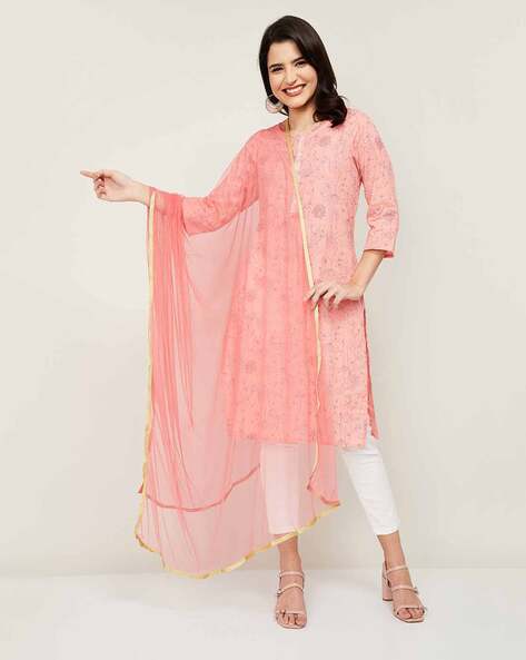Solid Lace Dupatta Price in India