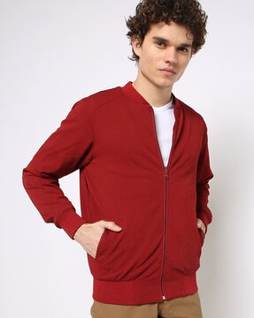 Dark red sale bomber jacket mens