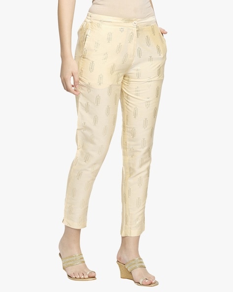 Buy Golden Cream Trousers  Pants for Women by SRISHTI Online  Ajiocom