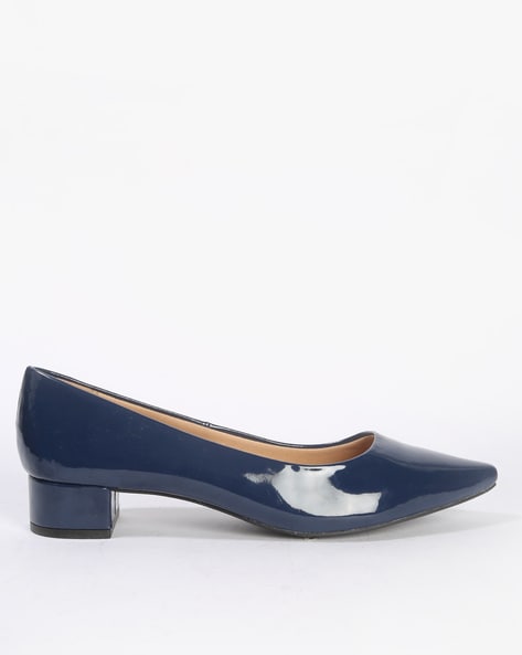 Navy blue discount block heel shoes